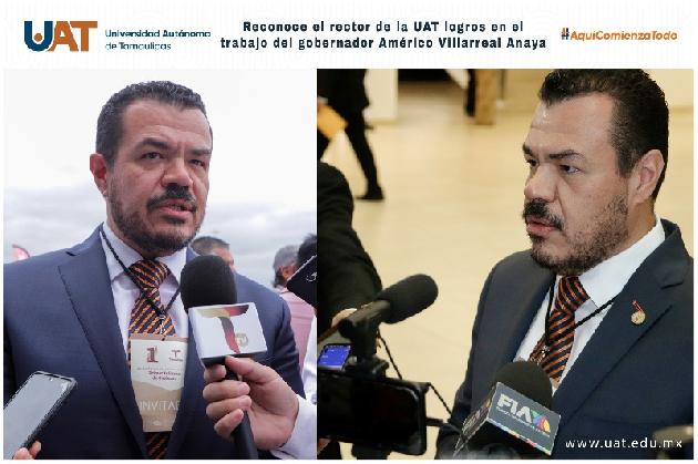 Reconoce rector de la UAT logros en el trabajo del gobernador
Américo Villarreal Anaya